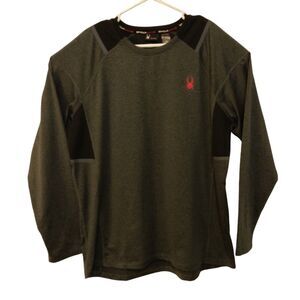 Spyder Active tshirt mens L Large performance pro web long sleeve gray black